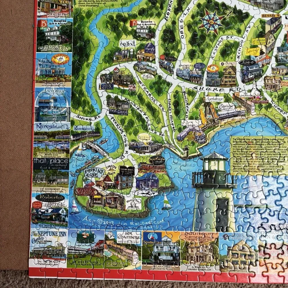 White Mountain Puzzles Ogunquit Maine 1000 Piece Jigsaw Puzzle Complete Rare